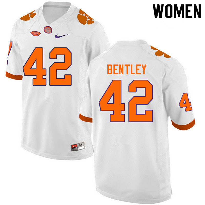 Women #42 LaVonta Bentley Clemson Tigers College Football Jerseys Sale-White - Click Image to Close